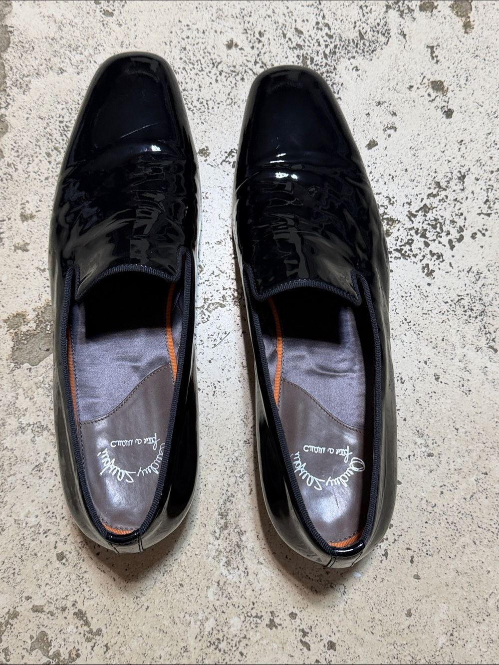 Santoni Mens Black Patent Leather Loafers Shoes Shinny Black Size D 12 - Picture 3 of 15